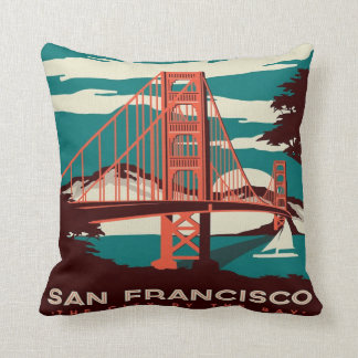 San Francisco Vintage Style Golden Gate Bridge  Cushion