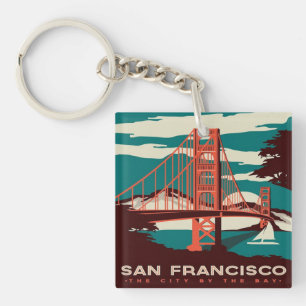 San Francisco Vintage Style Golden Gate Bridge  Key Ring