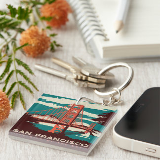 San Francisco Vintage Style Golden Gate Bridge   Key Ring