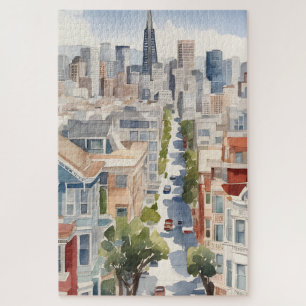 San Francisco watercolor art Jigsaw Puzzle