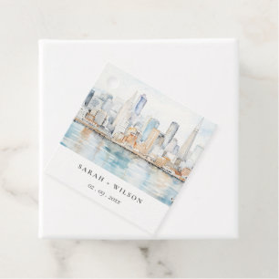 San Francisco Watercolor Landscape Wedding Favour Tags