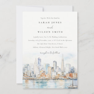 San Francisco Watercolor Landscape Wedding Invitation