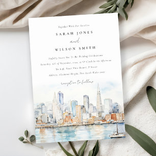 San Francisco Watercolor Landscape Wedding Invitation