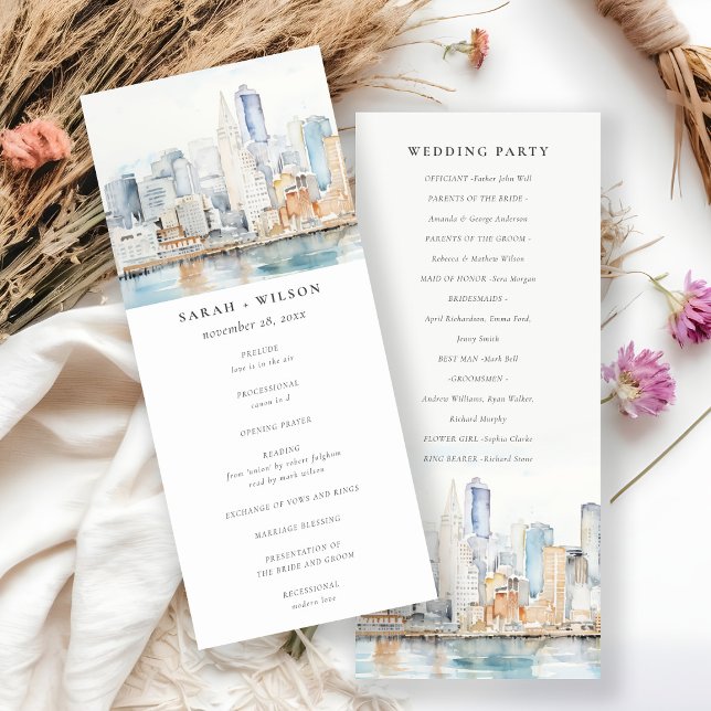 San Francisco Watercolor Landscape Wedding Program (Creator Uploaded)