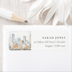 San Francisco Watercolor Landscape Wedding Return Address Label
