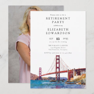 San Francisco Watercolor Retirement Party Photo Invitation