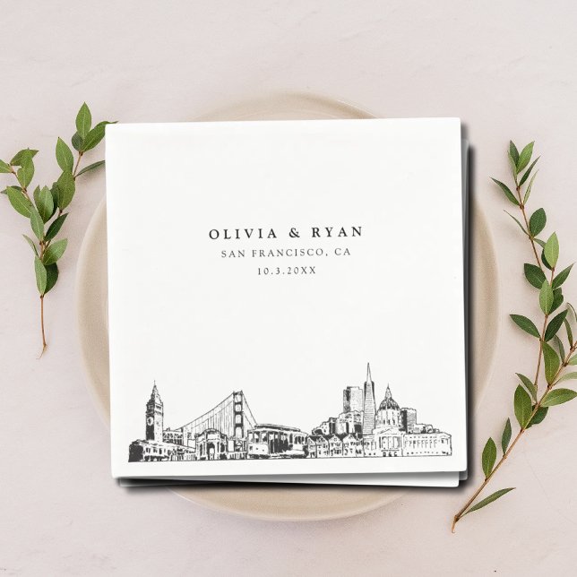 San Francisco Wedding Cocktail Napkin (San Francisco wedding napkins )