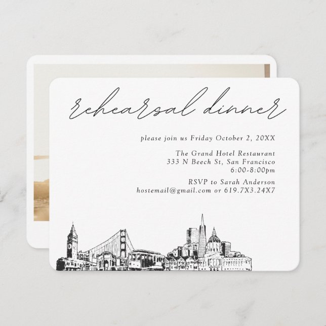 San Francisco Wedding Elegant Rehearsal Dinner Enclosure Card (Front/Back)