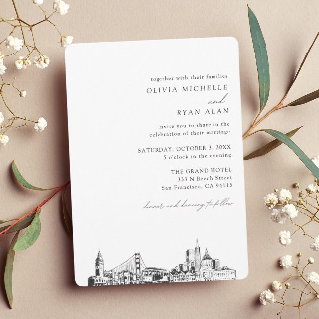 San Francisco Wedding Elegant Skyline Invitation (San Francisco Wedding Invitation)