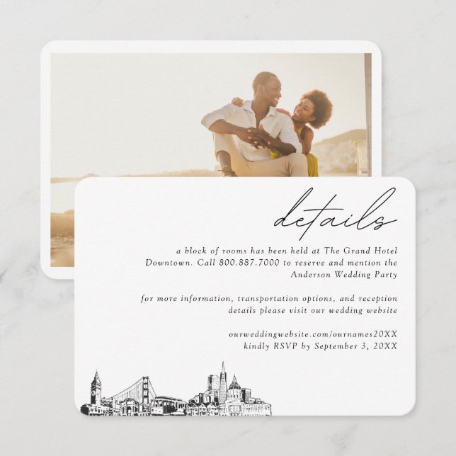 San Francisco Wedding Hotel Room Block Details Enclosure Card (Front/Back)