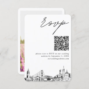 San Francisco Wedding Modern RSVP QR Code Enclosure Card