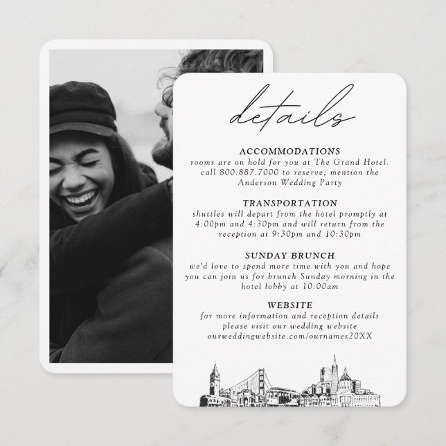 San Francisco Wedding Vertical Details Enclosure Card (Front/Back)