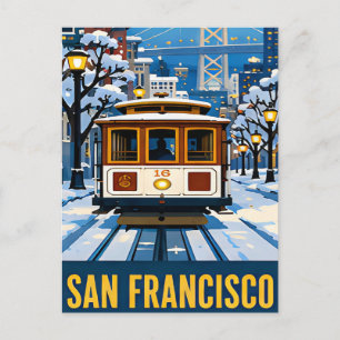 San Francisco Winter Cable Car California Postcard