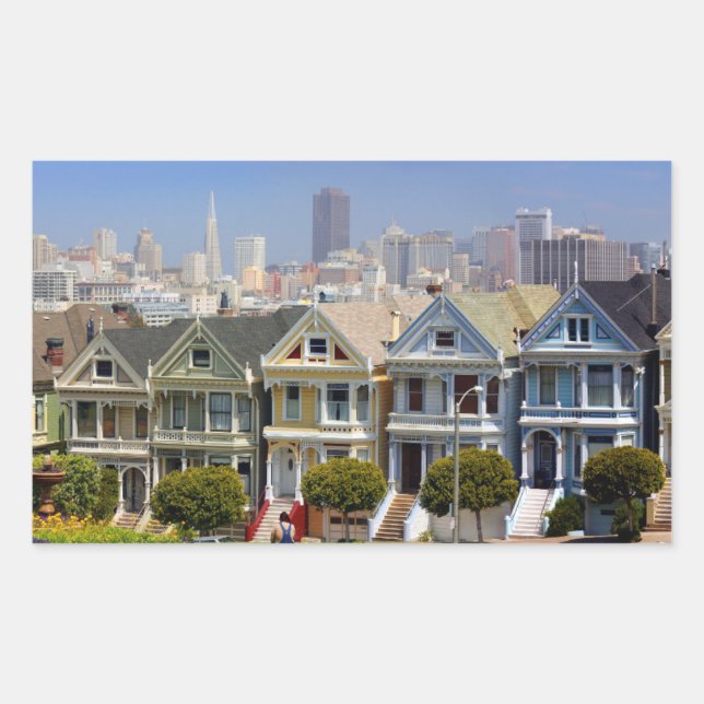 San Francisco's Famous Painted Ladies Rectangular Sticker (Front)