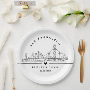 San Franciso Skyline – Custom Wedding favor Paper Plate