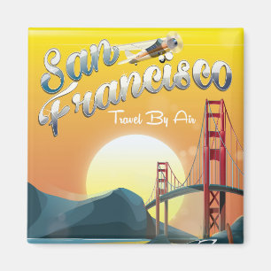 San Fransisco "Travel by air" Golden Sunset Magnet