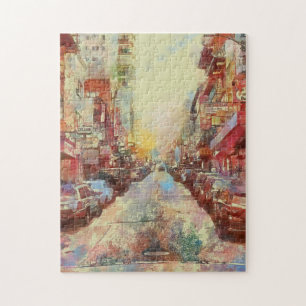 San Fransisco Watercolor CIty Scape Custom Text Jigsaw Puzzle