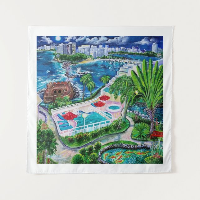 San Geronimo, Atlantic Garden, Condado, Puerto Ric Tapestry (Front)