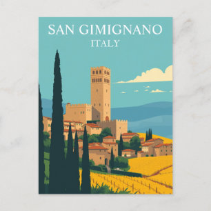 San Gimignano, Italy Mediaeval Vintage Art Postcard