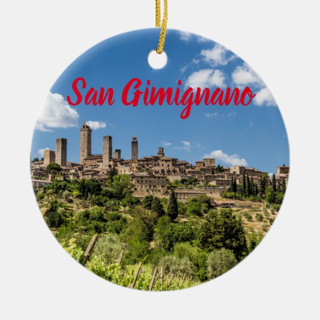 San Gimignano Tuscany Italy Panorama Souvenir Ceramic Ornament (Front)