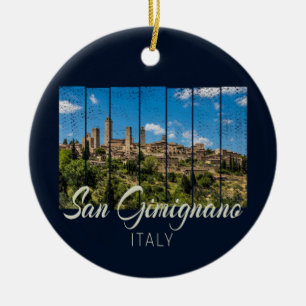 San Gimignano Tuscany Italy Vinatge Panoramic View Ceramic Ornament