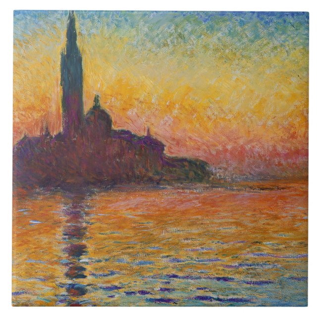 San Giorgio Maggiore at Dusk (by Claude Monet) Ceramic Tile (Front)