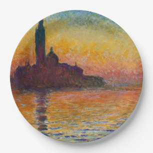 San Giorgio Maggiore at Dusk (by Claude Monet) Paper Plate