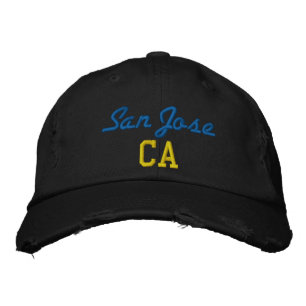 San Jose CA Blue and Yellow on Black Vintage Style Embroidered Hat