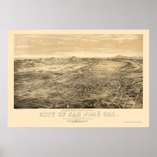 San Jose, CA Panoramic Map - 1869 Poster