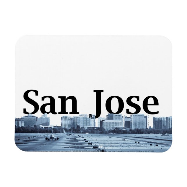 San Jose CA Skyline with San Jose in the Sky Magnet (Horizontal)