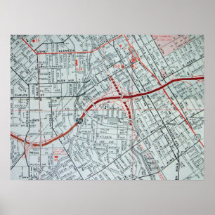 San Jose, CA Vintage Map Poster