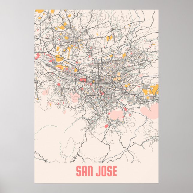 San Jose - Califonia Chalk City Map Poster (Front)