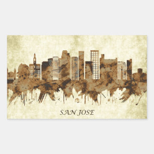 San Jose California Cityscape Rectangular Sticker