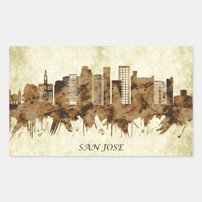 San Jose California Cityscape Rectangular Sticker (Front)