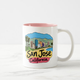 San Jose California Cute Pastel Skyline Two-Tone Coffee Mug