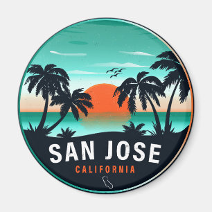 San Jose California Retro Sunset Souvenirs 80s Magnet