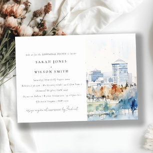San Jose California Watercolor Rehearsal Dinner Invitation