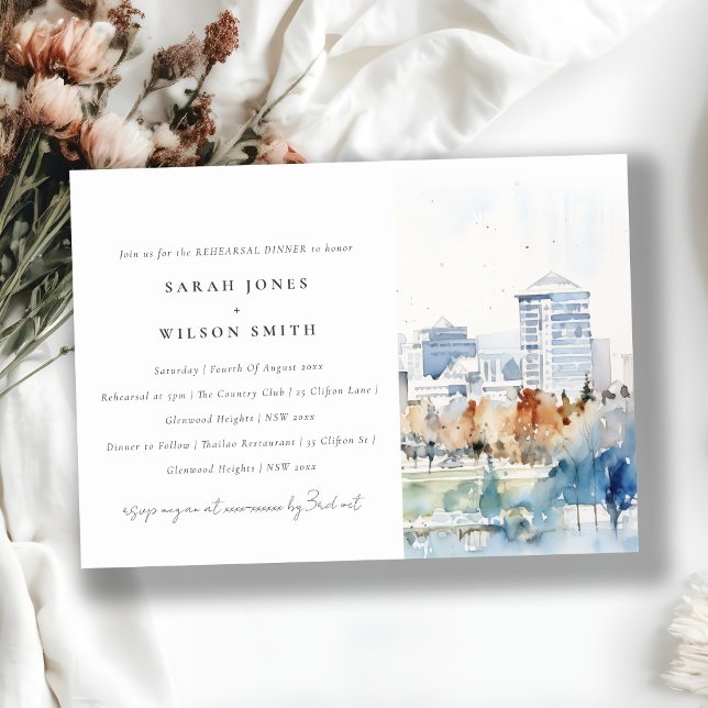 San Jose California Watercolor Rehearsal Dinner Invitation (Creator Uploaded)