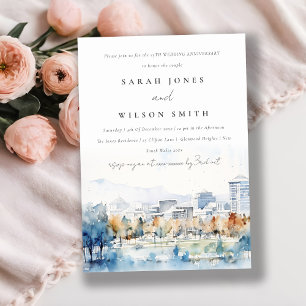 San Jose California Watercolor Wedding Anniversary Invitation