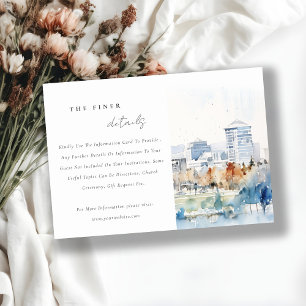 San Jose, California Watercolor Wedding Details Enclosure Card