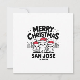 San Jose City California Merry Christmas Cats USA Invitation