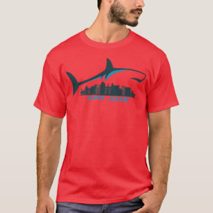 San Jose City Skyline With Shark Above Shark City  T-Shirt