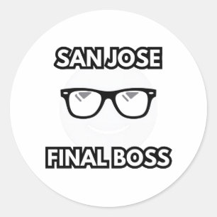 San Jose Final Boss Cool Emoji Classic Round Sticker
