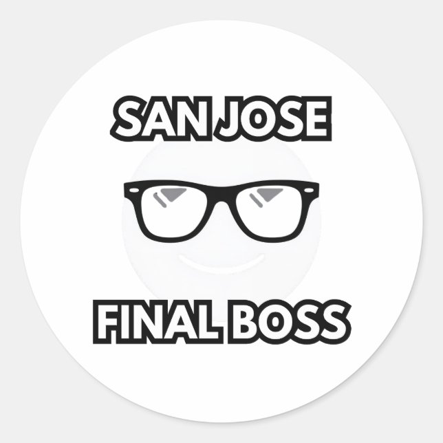 San Jose Final Boss Cool Emoji Classic Round Sticker (Front)