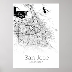 San Jose Map - California CA - City Map Poster