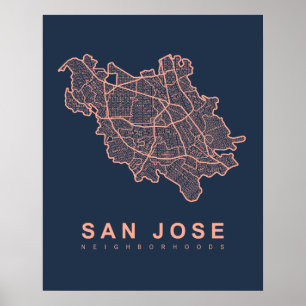 San Jose Neighbourhoods Map Poster