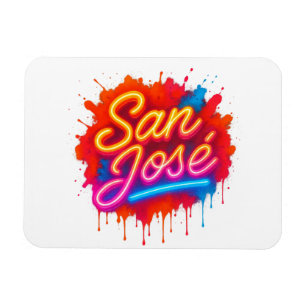 San José Retro Neon Script Street Art Splash Magnet