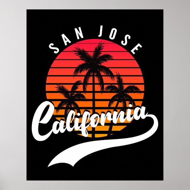 San Jose Retro Sunset Poster (Front)