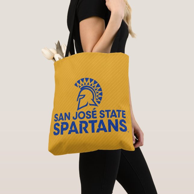 San Jose State Spartans Carbon Fibre Pattern Tote Bag (Close Up)