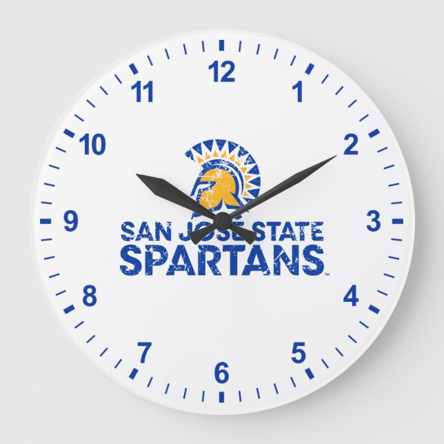 San Jose State Spartans Logo Wordmark Distressed Large Clock (Front)